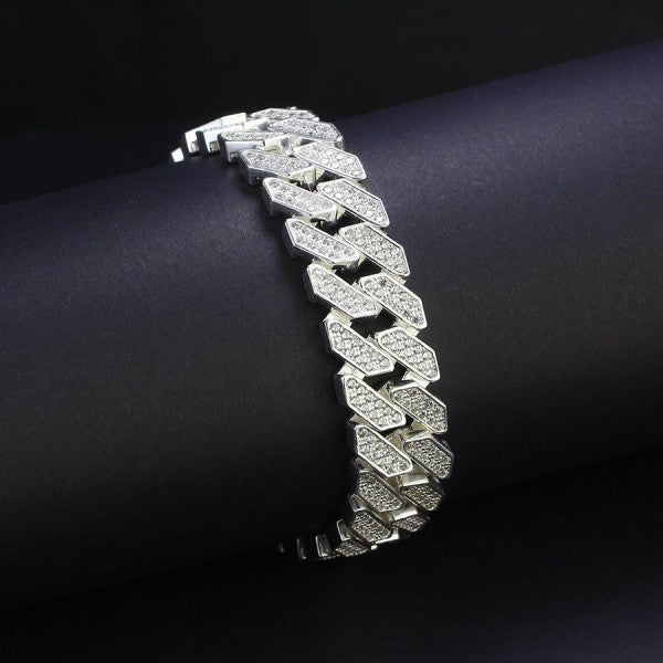 Lắc tay Cuban bạc phiên bản 13mm đặc LTA0081